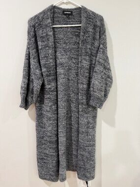 Express grey fuzzy long cardigan Size S #cardigan #winterwear